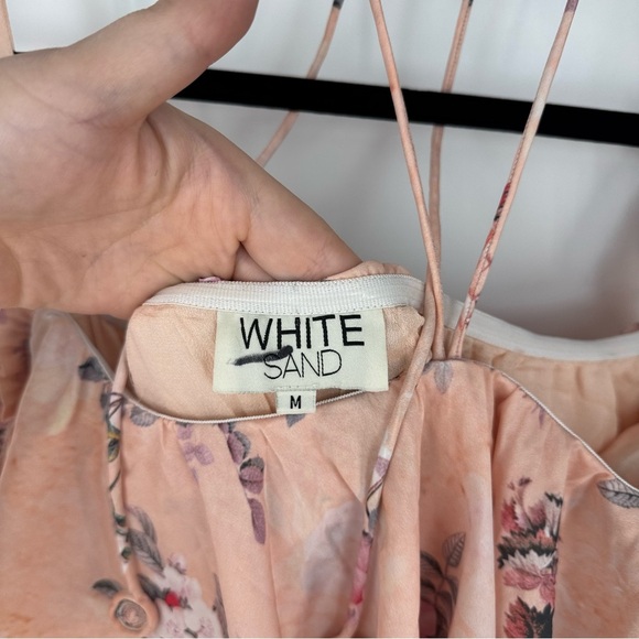 White Sand Off the Shoulder Sleeve Bow Ruffled Mini Dress - Picture 4 of 5